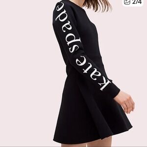 Kate spade limited edition fit and flare black dress with logo size S NWT